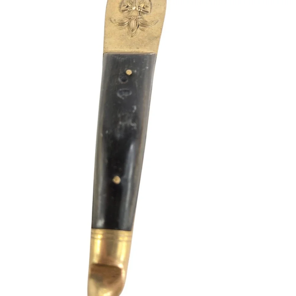SBF Siam 2 Piece Salad‎ Serving Utensil Set Brass Fork Spoon Horn Handle 11